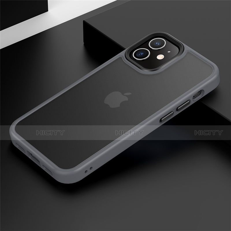 Coque Contour Silicone et Plastique Housse Etui Mat N01 pour Apple iPhone 12 Mini Gris Plus