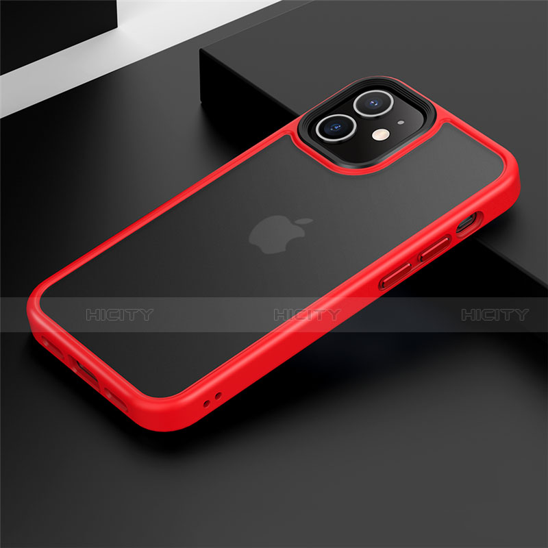 Coque Contour Silicone et Plastique Housse Etui Mat N01 pour Apple iPhone 12 Mini Rouge Plus