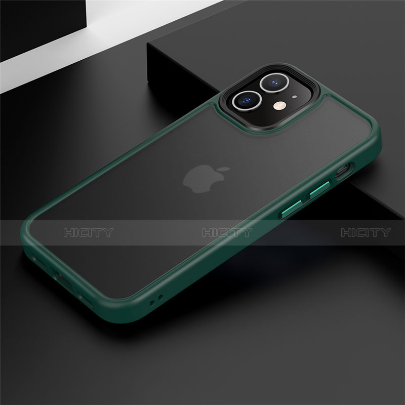 Coque Contour Silicone et Plastique Housse Etui Mat N01 pour Apple iPhone 12 Mini Vert Plus