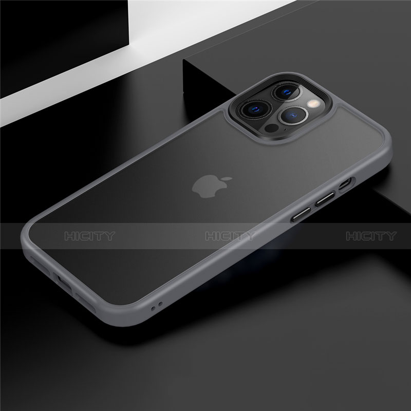 Coque Contour Silicone et Plastique Housse Etui Mat N01 pour Apple iPhone 12 Pro Gris Plus