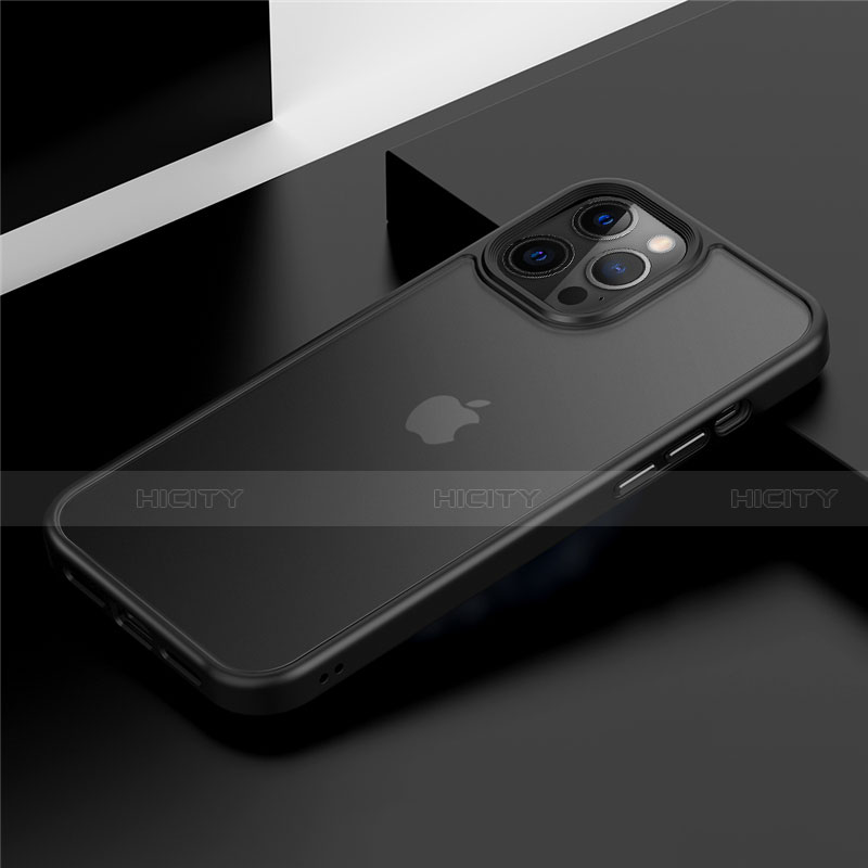 Coque Contour Silicone et Plastique Housse Etui Mat N01 pour Apple iPhone 12 Pro Noir Plus