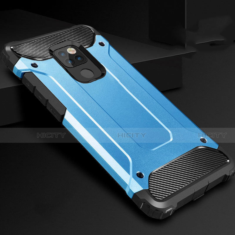 Coque Contour Silicone et Plastique Housse Etui Mat pour Huawei Mate 20 Bleu Plus