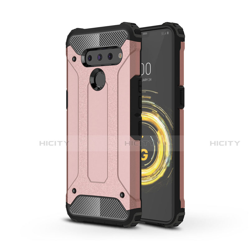 Coque Contour Silicone et Plastique Housse Etui Mat pour LG V50 ThinQ 5G Or Rose Plus