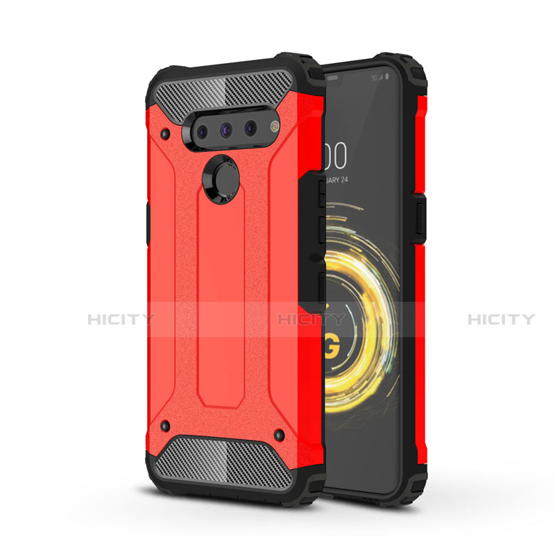 Coque Contour Silicone et Plastique Housse Etui Mat pour LG V50 ThinQ 5G Rouge Plus