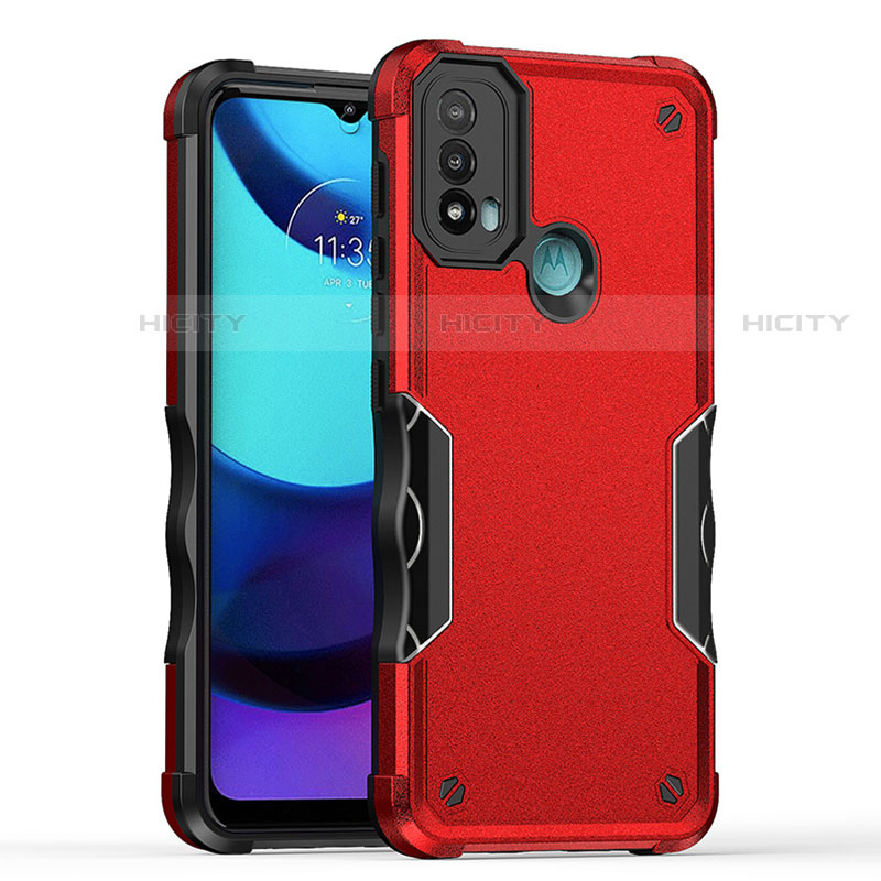 Coque Contour Silicone et Plastique Housse Etui Mat pour Motorola Moto E40 Rouge Plus