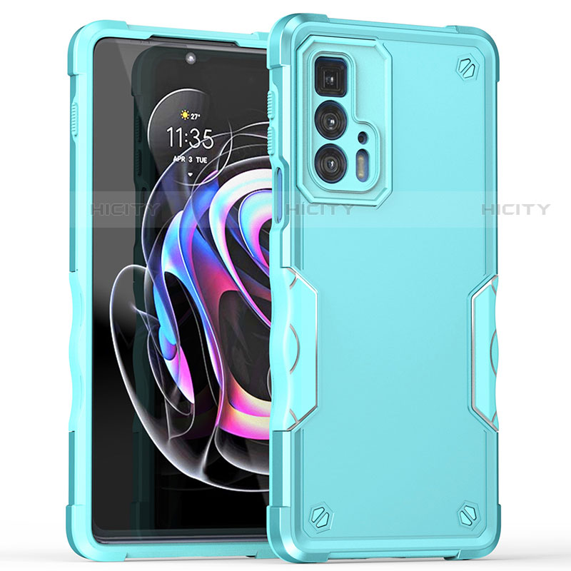 Coque Contour Silicone et Plastique Housse Etui Mat pour Motorola Moto Edge 20 Pro 5G Cyan Plus