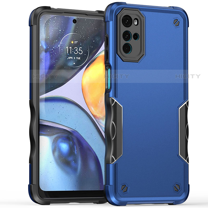 Coque Contour Silicone et Plastique Housse Etui Mat pour Motorola Moto G22 Bleu Plus