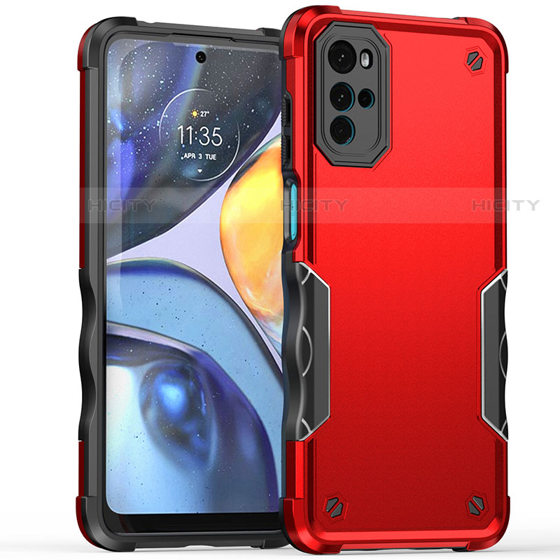 Coque Contour Silicone et Plastique Housse Etui Mat pour Motorola Moto G22 Rouge Plus