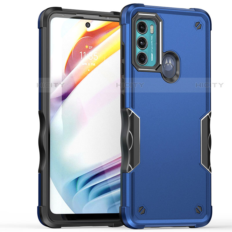 Coque Contour Silicone et Plastique Housse Etui Mat pour Motorola Moto G40 Fusion Bleu Plus