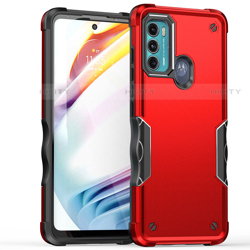 Coque Contour Silicone et Plastique Housse Etui Mat pour Motorola Moto G40 Fusion Rouge Plus