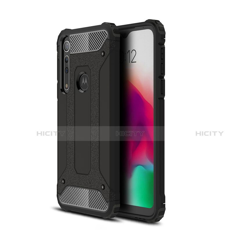 Coque Contour Silicone et Plastique Housse Etui Mat pour Motorola Moto G8 Play Noir Plus