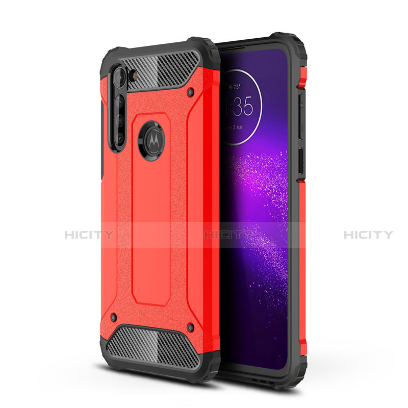 Coque Contour Silicone et Plastique Housse Etui Mat pour Motorola Moto G8 Power Rouge Plus