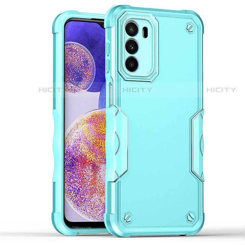 Coque Contour Silicone et Plastique Housse Etui Mat pour Motorola Moto G82 5G Cyan Plus