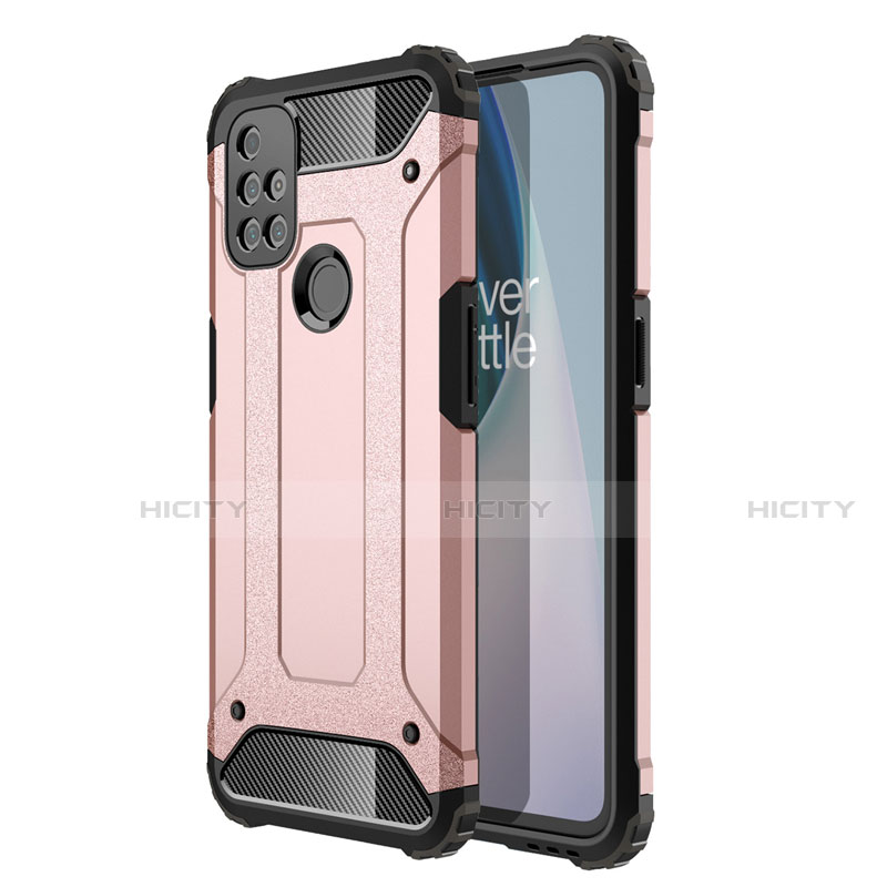 Coque Contour Silicone et Plastique Housse Etui Mat pour OnePlus Nord N10 5G Or Rose Plus