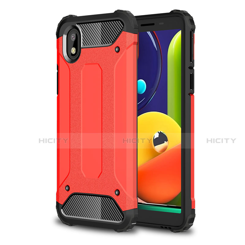 Coque Contour Silicone et Plastique Housse Etui Mat pour Samsung Galaxy A01 Core Rouge Plus