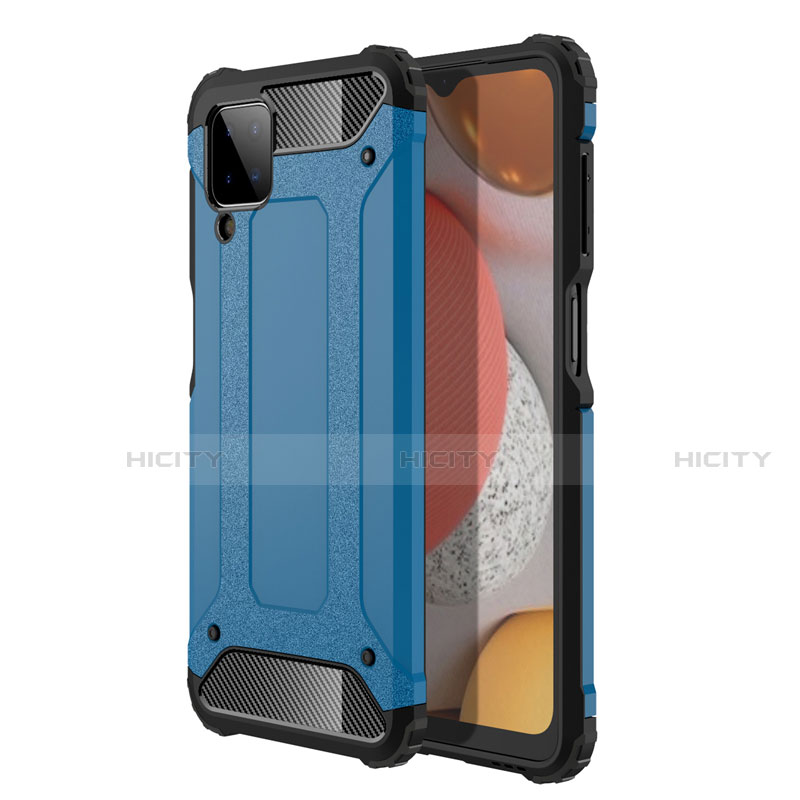 Coque Contour Silicone et Plastique Housse Etui Mat pour Samsung Galaxy A12 Bleu Ciel Plus