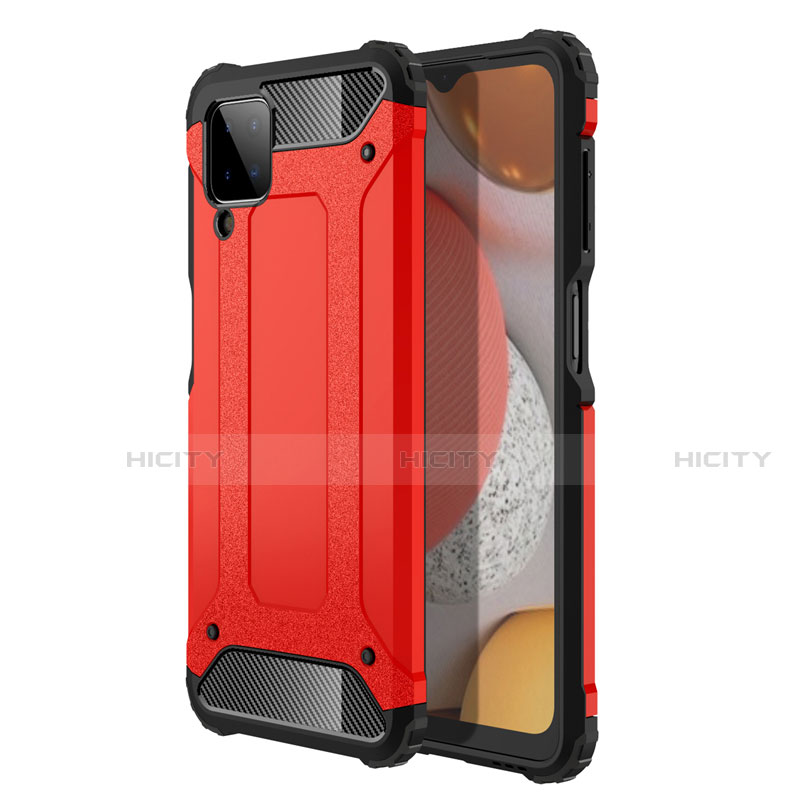 Coque Contour Silicone et Plastique Housse Etui Mat pour Samsung Galaxy A12 Rouge Plus