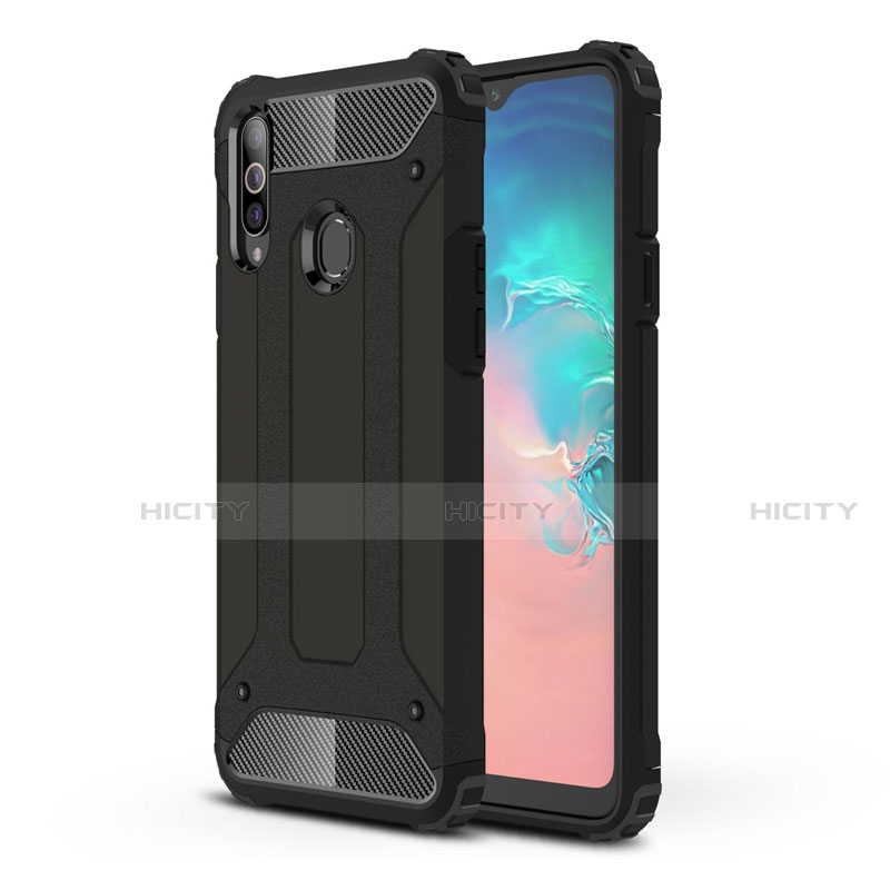 Coque Contour Silicone et Plastique Housse Etui Mat pour Samsung Galaxy A20s Noir Plus