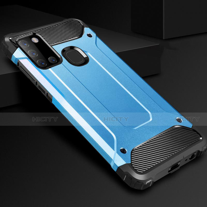 Coque Contour Silicone et Plastique Housse Etui Mat pour Samsung Galaxy A21s Bleu Ciel Plus