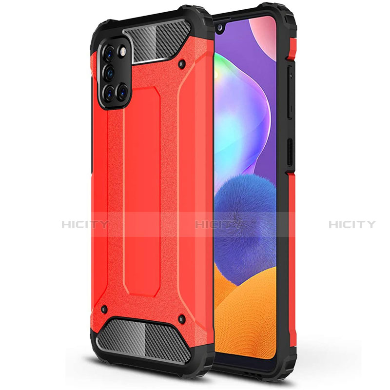 Coque Contour Silicone et Plastique Housse Etui Mat pour Samsung Galaxy A31 Rouge Plus