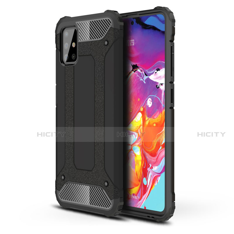 Coque Contour Silicone et Plastique Housse Etui Mat pour Samsung Galaxy A51 4G Noir Plus