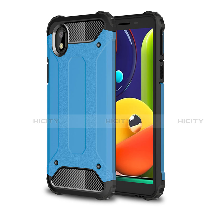 Coque Contour Silicone et Plastique Housse Etui Mat pour Samsung Galaxy M01 Core Bleu Ciel Plus