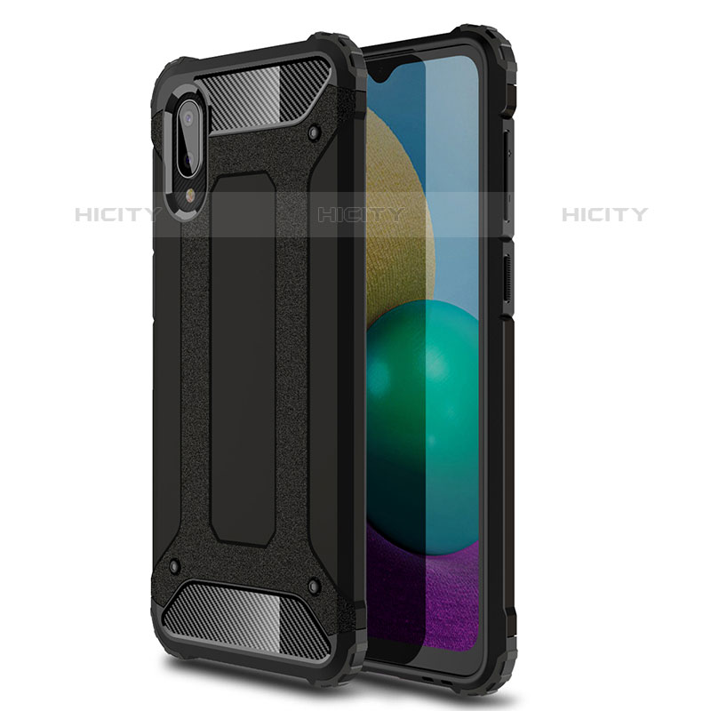 Coque Contour Silicone et Plastique Housse Etui Mat pour Samsung Galaxy M02 Noir Plus