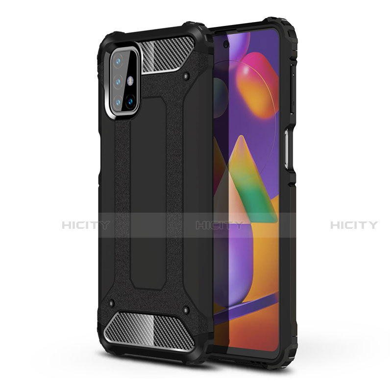 Coque Contour Silicone et Plastique Housse Etui Mat pour Samsung Galaxy M31s Noir Plus