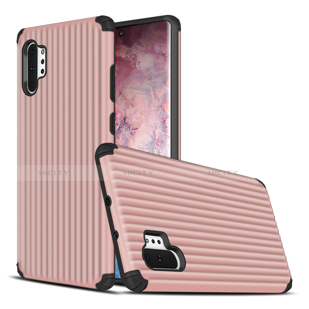 Coque Contour Silicone et Plastique Housse Etui Mat pour Samsung Galaxy Note 10 Plus 5G Or Rose Plus