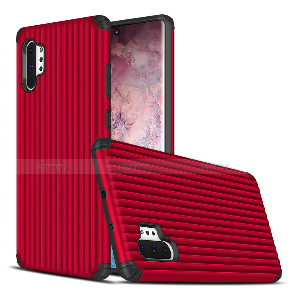 Coque Contour Silicone et Plastique Housse Etui Mat pour Samsung Galaxy Note 10 Plus 5G Rouge Plus