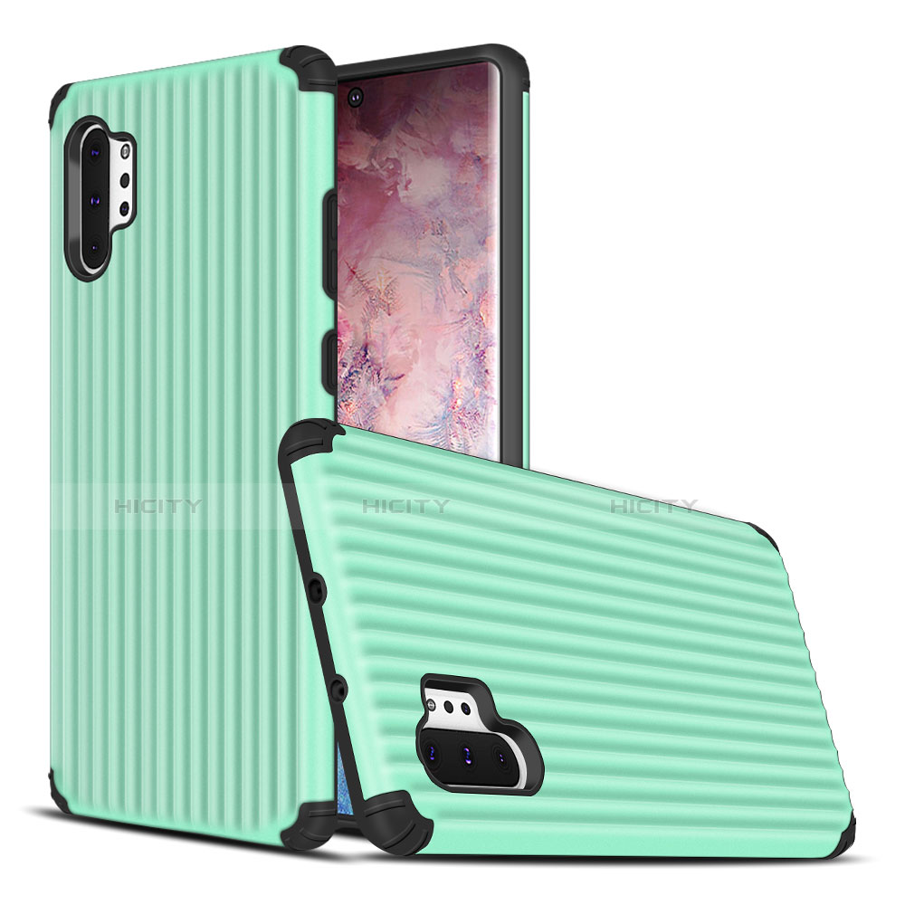 Coque Contour Silicone et Plastique Housse Etui Mat pour Samsung Galaxy Note 10 Plus 5G Vert Plus