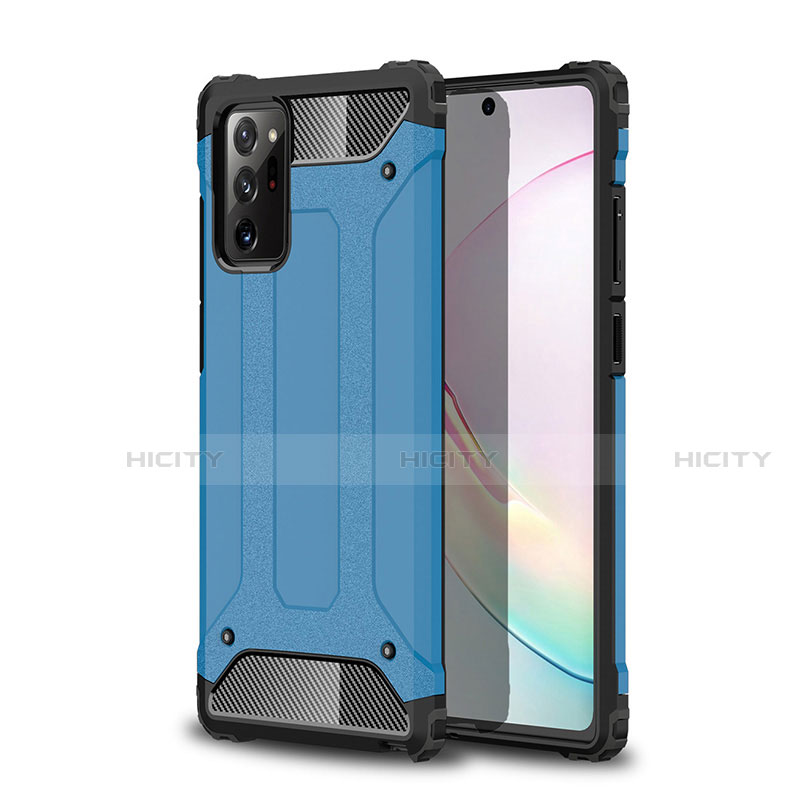 Coque Contour Silicone et Plastique Housse Etui Mat pour Samsung Galaxy Note 20 5G Bleu Ciel Plus