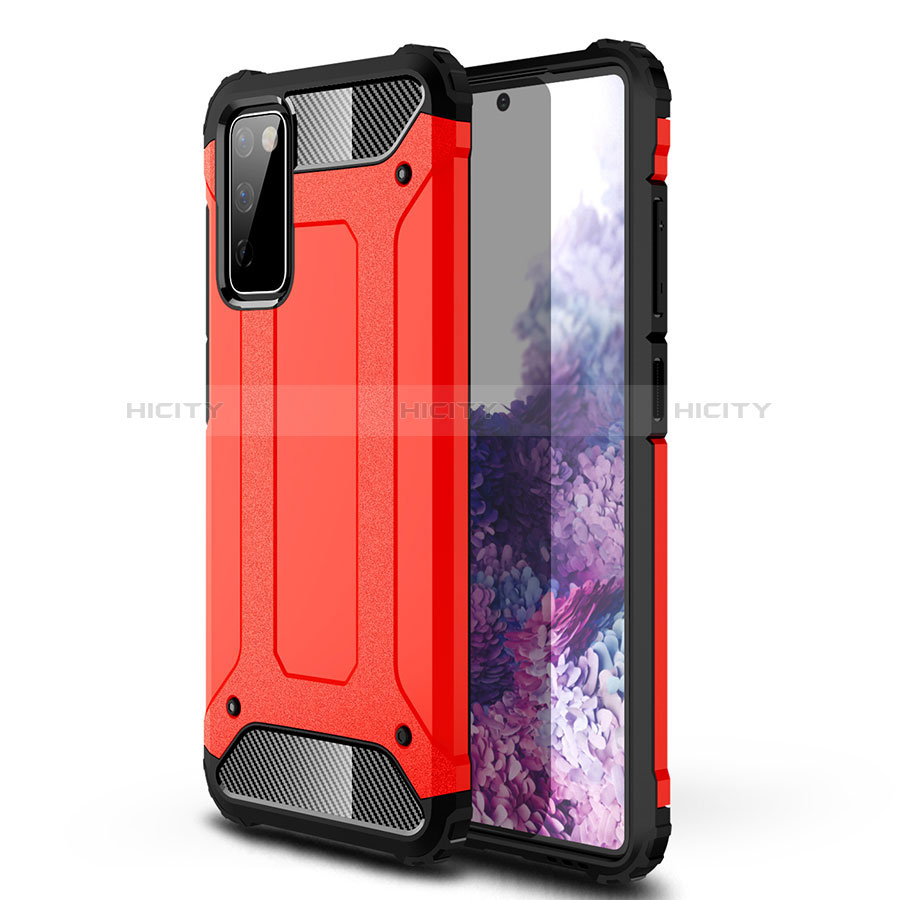 Coque Contour Silicone et Plastique Housse Etui Mat pour Samsung Galaxy S20 FE 4G Rouge Plus