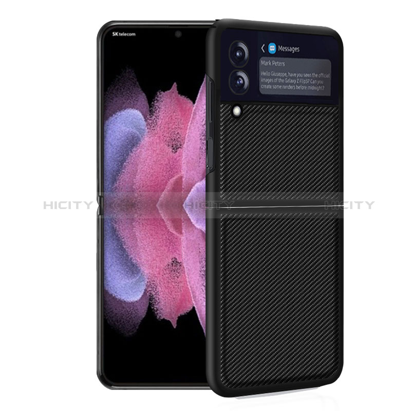 Coque Contour Silicone et Plastique Housse Etui Mat pour Samsung Galaxy Z Flip3 5G Noir Plus