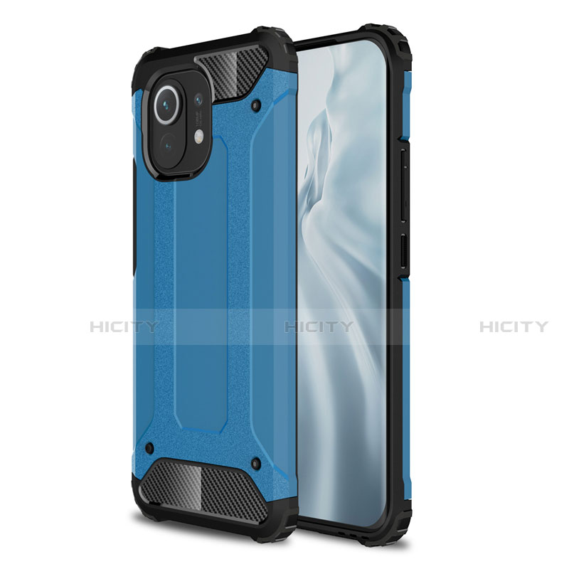 Coque Contour Silicone et Plastique Housse Etui Mat pour Xiaomi Mi 11 Lite 4G Bleu Ciel Plus