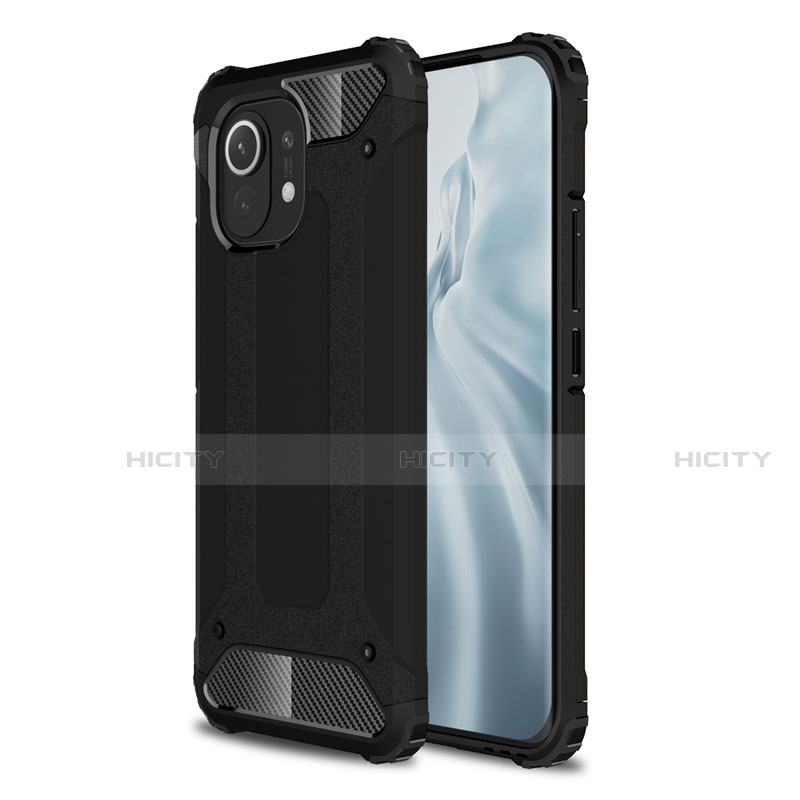 Coque Contour Silicone et Plastique Housse Etui Mat pour Xiaomi Mi 11 Lite 4G Noir Plus