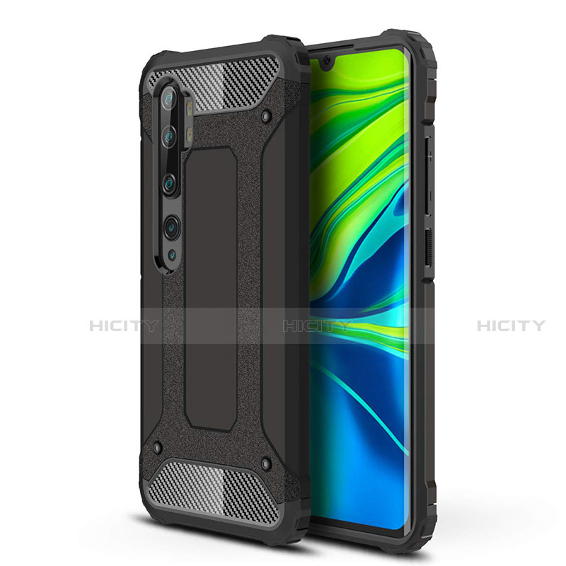 Coque Contour Silicone et Plastique Housse Etui Mat pour Xiaomi Mi Note 10 Pro Noir Plus