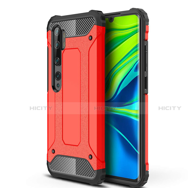 Coque Contour Silicone et Plastique Housse Etui Mat pour Xiaomi Mi Note 10 Pro Rouge Plus