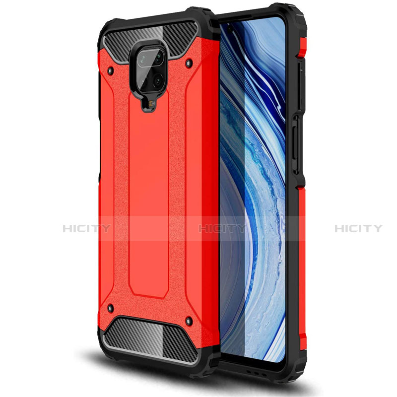 Coque Contour Silicone et Plastique Housse Etui Mat pour Xiaomi Poco M2 Pro Rouge Plus