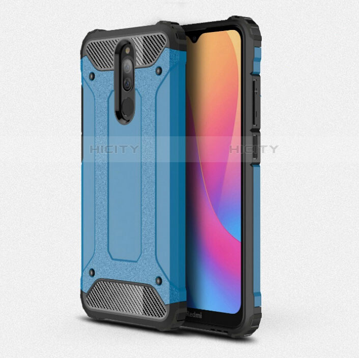 Coque Contour Silicone et Plastique Housse Etui Mat pour Xiaomi Redmi 8 Bleu Ciel Plus