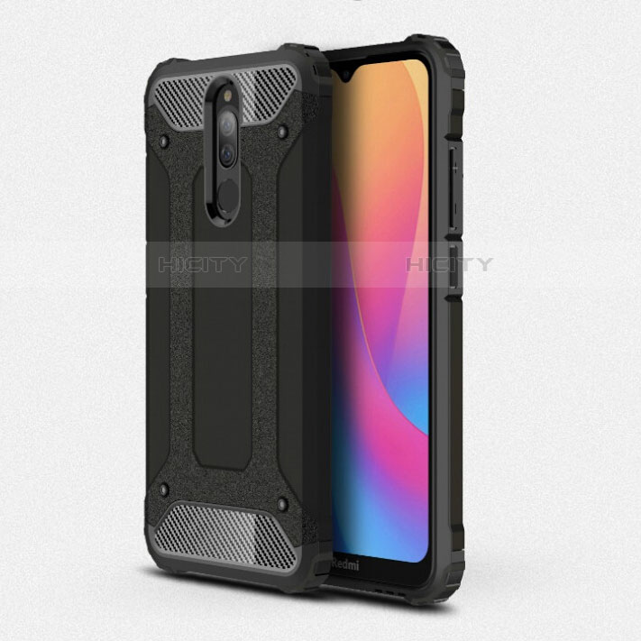 Coque Contour Silicone et Plastique Housse Etui Mat pour Xiaomi Redmi 8 Noir Plus