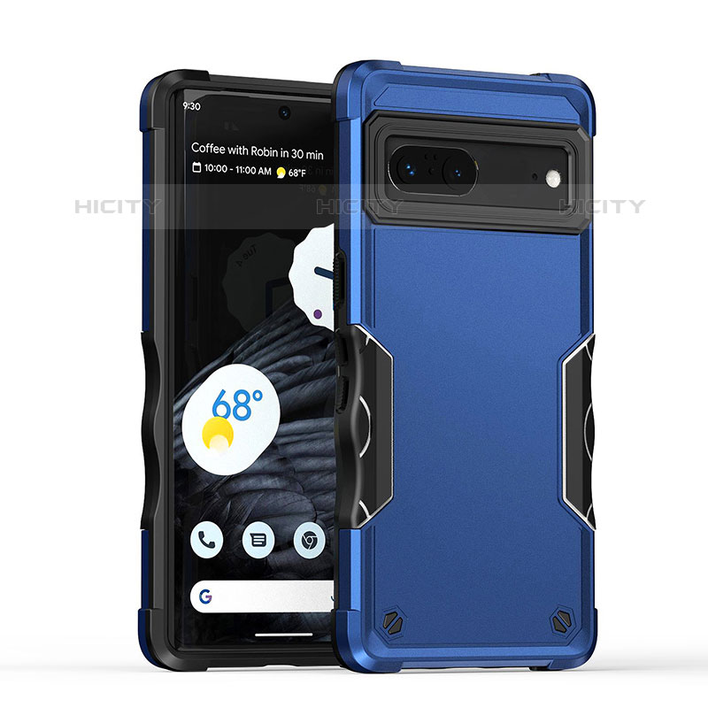 Coque Contour Silicone et Plastique Housse Etui Mat QW1 pour Google Pixel 7 5G Bleu Plus