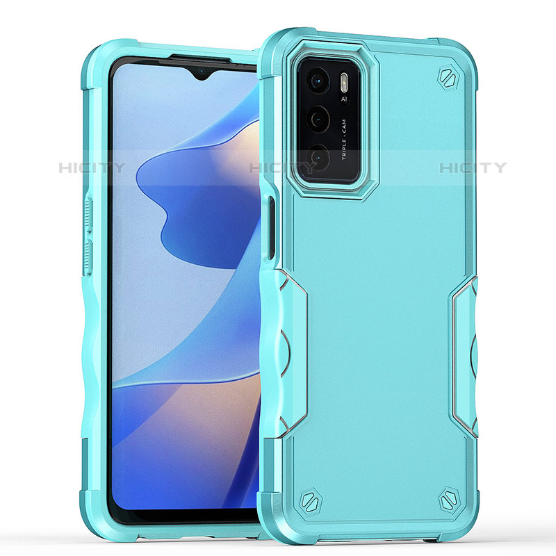 Coque Contour Silicone et Plastique Housse Etui Mat QW1 pour Oppo A16s Bleu Clair Plus