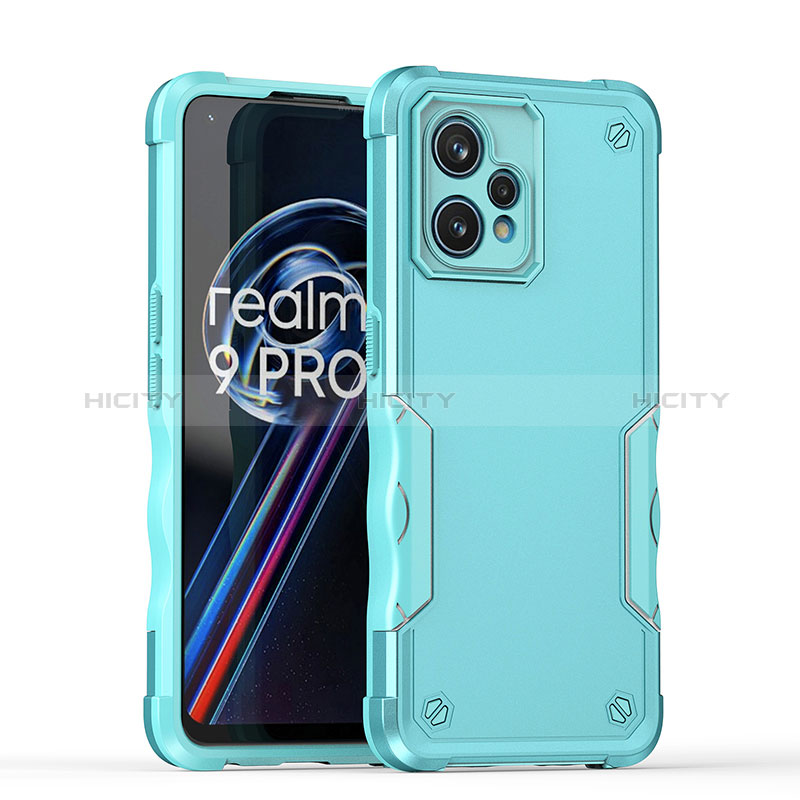 Coque Contour Silicone et Plastique Housse Etui Mat QW1 pour Realme 9 4G Bleu Clair Plus