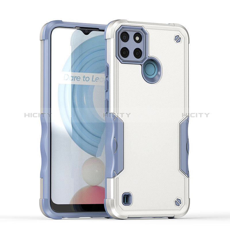 Coque Contour Silicone et Plastique Housse Etui Mat QW1 pour Realme C21Y Blanc Plus