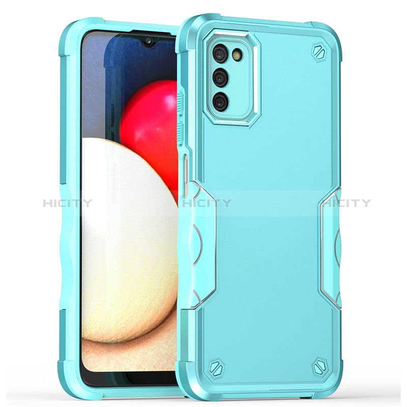 Coque Contour Silicone et Plastique Housse Etui Mat QW1 pour Samsung Galaxy A02s Bleu Clair Plus