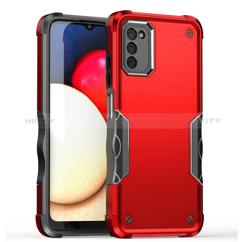 Coque Contour Silicone et Plastique Housse Etui Mat QW1 pour Samsung Galaxy A02s Rouge Plus