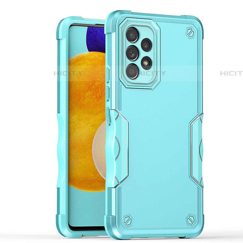 Coque Contour Silicone et Plastique Housse Etui Mat QW1 pour Samsung Galaxy A52 4G Bleu Clair Plus