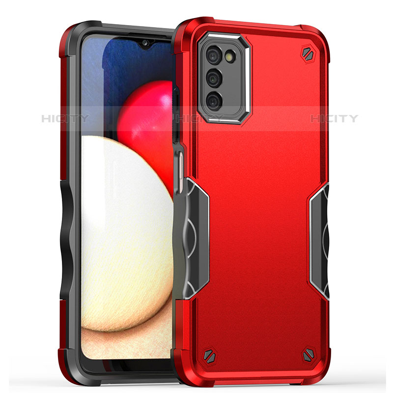 Coque Contour Silicone et Plastique Housse Etui Mat QW1 pour Samsung Galaxy M02s Rouge Plus