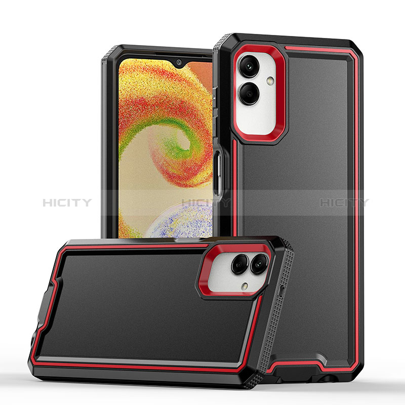 Coque Contour Silicone et Plastique Housse Etui Mat QW1 pour Samsung Galaxy M04 Rouge et Noir Plus